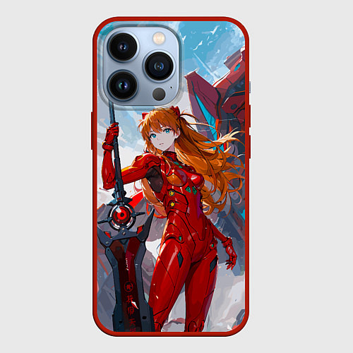 Чехол iPhone 13 Pro Аска Еванеглион / 3D-Красный – фото 1