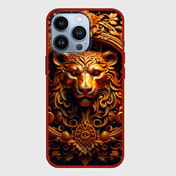 Чехол для iPhone 13 Pro Медведь узор, цвет: 3D-красный
