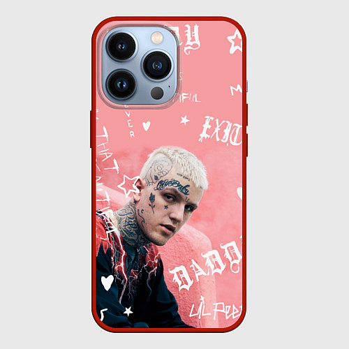 Чехол iPhone 13 Pro Lil Peep тату розовый / 3D-Красный – фото 1