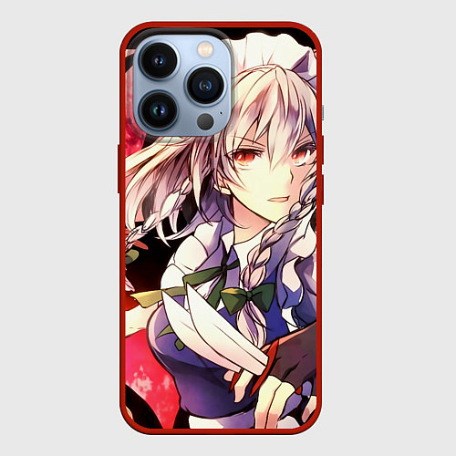 Чехол iPhone 13 Pro Touhou Project Сакуя Izayoi / 3D-Красный – фото 1