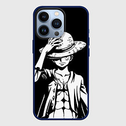 Чехол для iPhone 13 Pro Ван пис - Луффи снимает шляпу, цвет: 3D-тёмно-синий