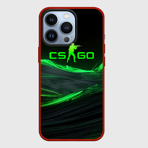 Чехол iPhone 13 Pro CSGO neon green logo / 3D-Красный – фото 1