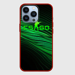 Чехол для iPhone 13 Pro CSGO green lines logo, цвет: 3D-красный