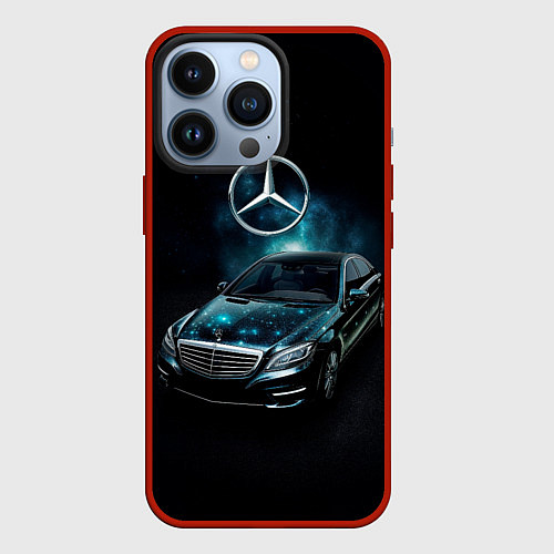 Чехол iPhone 13 Pro Mercedes Benz dark style / 3D-Красный – фото 1