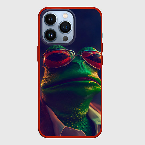 Чехол iPhone 13 Pro Жаба Пепе / 3D-Красный – фото 1