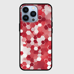 Чехол для iPhone 13 Pro Кибер Hexagon Красный, цвет: 3D-черный