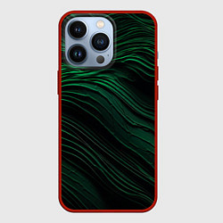 Чехол для iPhone 13 Pro Dark green texture, цвет: 3D-красный