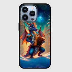 Чехол для iPhone 13 Pro Дракон играет на аккордеоне, цвет: 3D-черный
