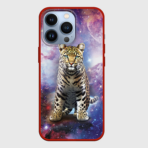 Чехол iPhone 13 Pro Space leopard / 3D-Красный – фото 1