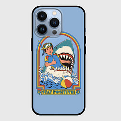 Чехол для iPhone 13 Pro Хищная акула водолаз - будь позитивным, цвет: 3D-черный
