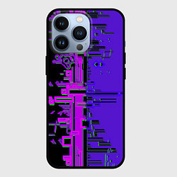 Чехол для iPhone 13 Pro Кибер-глитч фиолетовый, цвет: 3D-черный