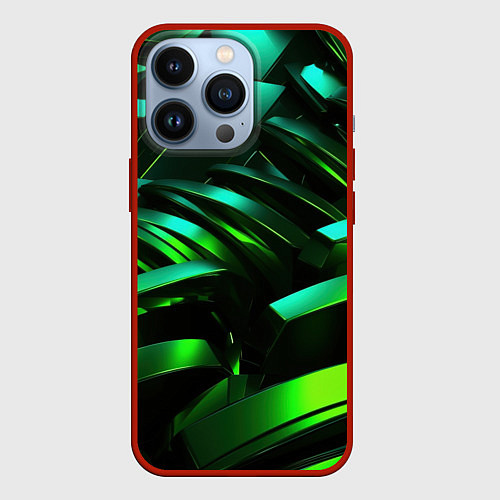 Чехол iPhone 13 Pro Dark green abstract / 3D-Красный – фото 1