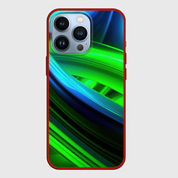 Чехол для iPhone 13 Pro Зеленые абстрактные элементы, цвет: 3D-красный