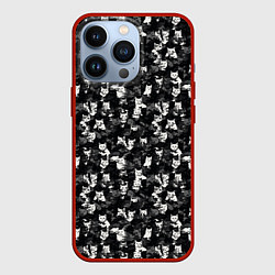 Чехол для iPhone 13 Pro Камуфляж с котиками, цвет: 3D-красный