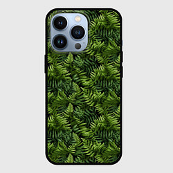 Чехол для iPhone 13 Pro Листья папоротника паттерн, цвет: 3D-черный