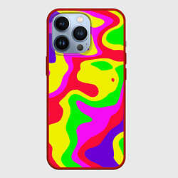 Чехол для iPhone 13 Pro Абстракция пять цветов, цвет: 3D-красный