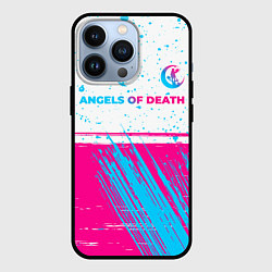 Чехол для iPhone 13 Pro Angels of Death neon gradient style: символ сверху, цвет: 3D-черный