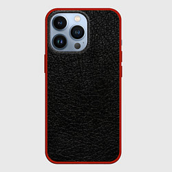 Чехол для iPhone 13 Pro Чёрная текстура кожи, цвет: 3D-красный