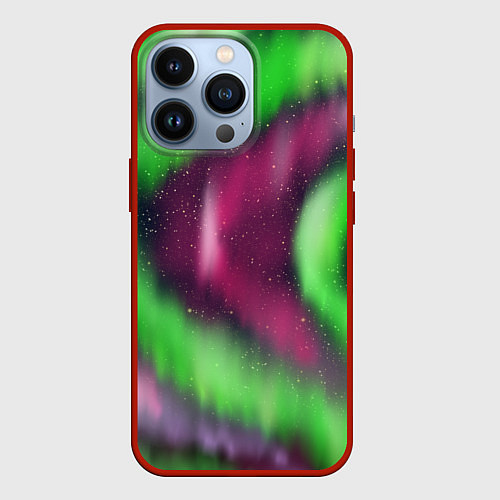 Чехол iPhone 13 Pro Абстрактное северное сияние / 3D-Красный – фото 1
