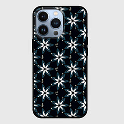 Чехол для iPhone 13 Pro Стилизованные цветы чёрно-синий, цвет: 3D-черный