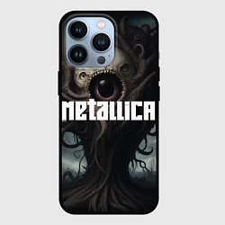 Чехол для iPhone 13 Pro Металлика на фоне одноглазого рок монстра, цвет: 3D-черный