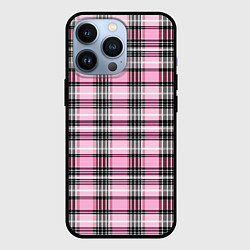 Чехол для iPhone 13 Pro Розовая клетка, цвет: 3D-черный