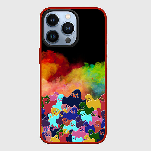 Чехол iPhone 13 Pro Приведения из дыма / 3D-Красный – фото 1