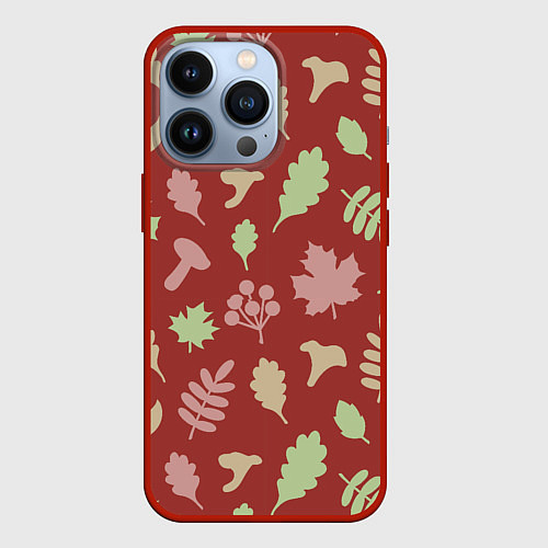 Чехол iPhone 13 Pro Осень - бордовый 3 / 3D-Красный – фото 1