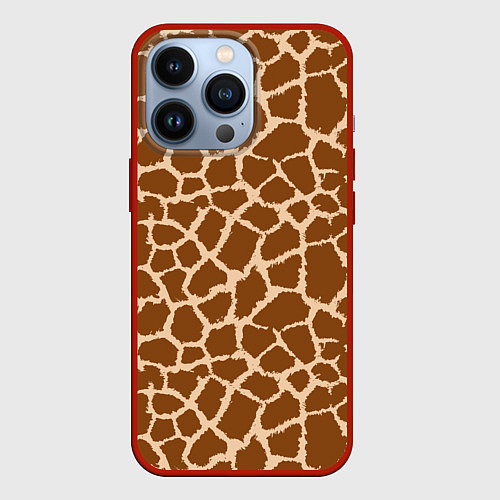 Чехол iPhone 13 Pro Кожа жирафа - giraffe / 3D-Красный – фото 1