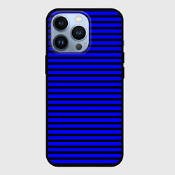 Чехол для iPhone 13 Pro Ультрамариновый в чёрную полоску, цвет: 3D-черный