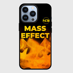 Чехол для iPhone 13 Pro Mass Effect - gold gradient: символ сверху, цвет: 3D-черный