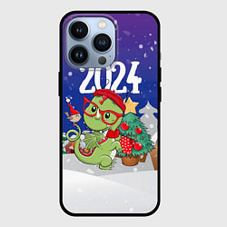 Чехол для iPhone 13 Pro Дракончик у елки, цвет: 3D-черный