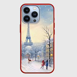 Чехол для iPhone 13 Pro Новогодний Париж, цвет: 3D-красный