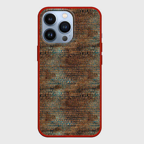 Чехол iPhone 13 Pro Египетские иероглифы паттерн / 3D-Красный – фото 1