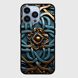 Чехол для iPhone 13 Pro Симметричный орнамент в кельтской стилистике, цвет: 3D-черный