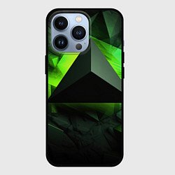 Чехол для iPhone 13 Pro Зеленые треугольники, цвет: 3D-черный