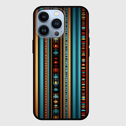 Чехол для iPhone 13 Pro Этнический паттерн в вертикальную полоску, цвет: 3D-черный