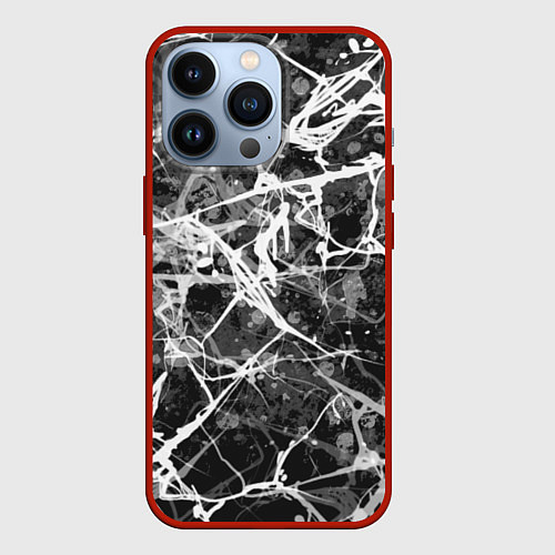 Чехол iPhone 13 Pro Абстракция - паутина / 3D-Красный – фото 1