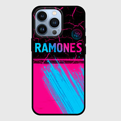 Чехол для iPhone 13 Pro Ramones - neon gradient посередине, цвет: 3D-черный