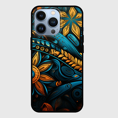 Чехол iPhone 13 Pro Узор с растительными элементами / 3D-Черный – фото 1