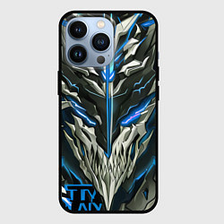 Чехол для iPhone 13 Pro Синий неоновый кибер демон, цвет: 3D-черный