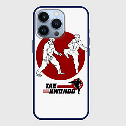 Чехол для iPhone 13 Pro Бойцы тхэквондо, цвет: 3D-тёмно-синий
