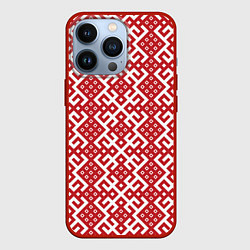 Чехол для iPhone 13 Pro Макошь - славянские обережные узоры, цвет: 3D-красный