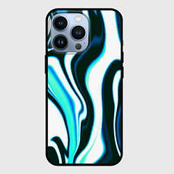 Чехол для iPhone 13 Pro Абстракция искажение белое с зелёным, цвет: 3D-черный