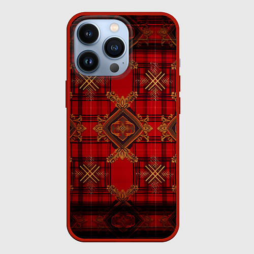 Чехол iPhone 13 Pro Красная шотландская клетка royal stewart / 3D-Красный – фото 1