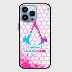 Чехол для iPhone 13 Pro Assassins Creed neon gradient style, цвет: 3D-черный