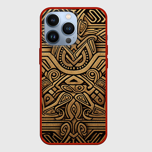 Чехол iPhone 13 Pro Орнамент в стиле викингов / 3D-Красный – фото 1