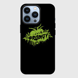 Чехол для iPhone 13 Pro The Prodigy green spider, цвет: 3D-черный