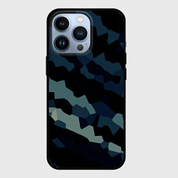 Чехол для iPhone 13 Pro Абстракция тёмный бирюзовый кристаллизация, цвет: 3D-черный