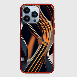 Чехол для iPhone 13 Pro Слияние красок оранжевого и чёрного абстракция, цвет: 3D-красный